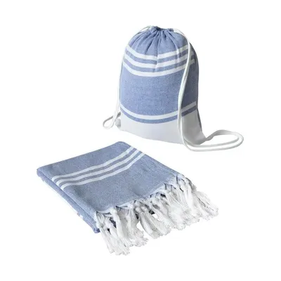 Beach towel in a drawstring bag
