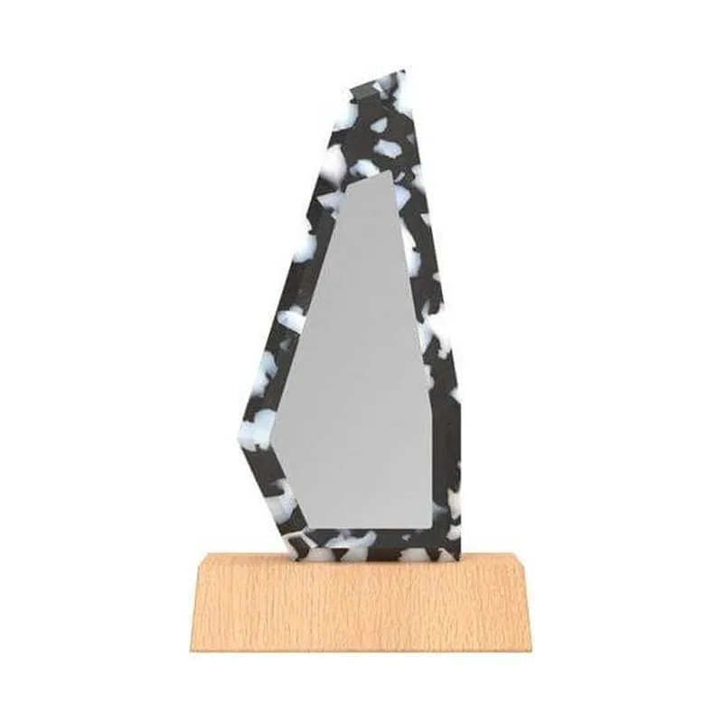 Marbled recycled plastic and beech award