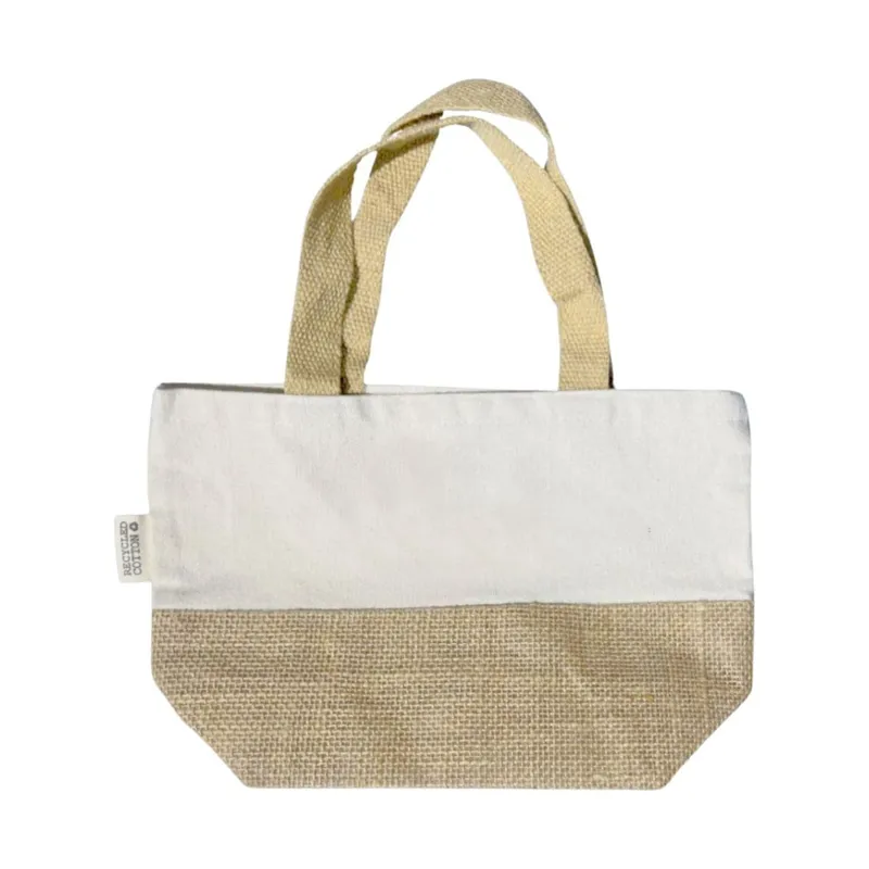 Mini gift bag in recycled cotton and jute
