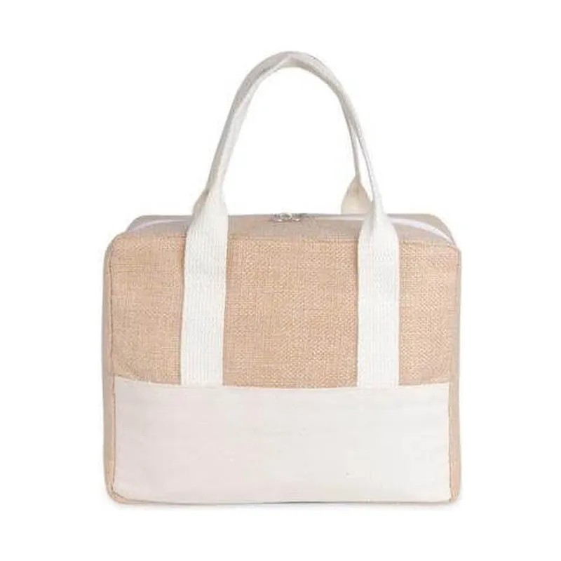 Jute covered cooler bag