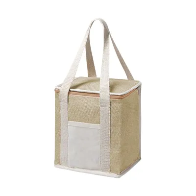 Tall jute cooler bag for upright bottles