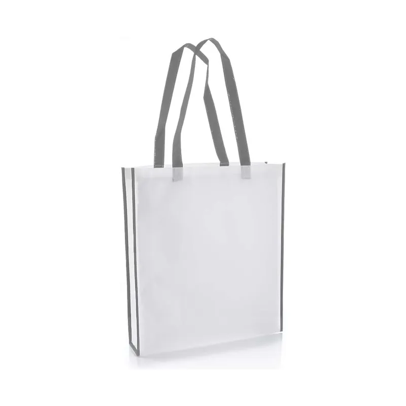 Non woven shopping bag in white and grey