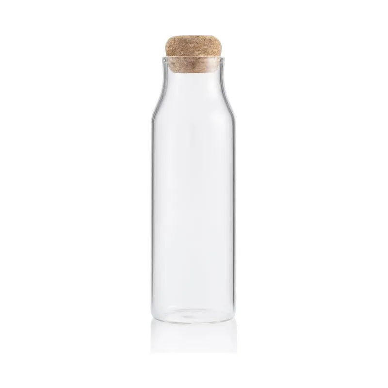 Borosilicate glass bottle with cork lid, 600 ml