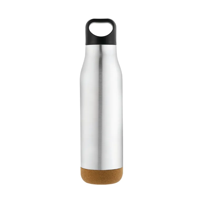 Insulated steel bottle with a cork base