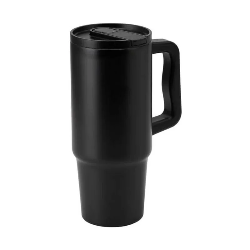 Recycled steel tumbler with a straw lid