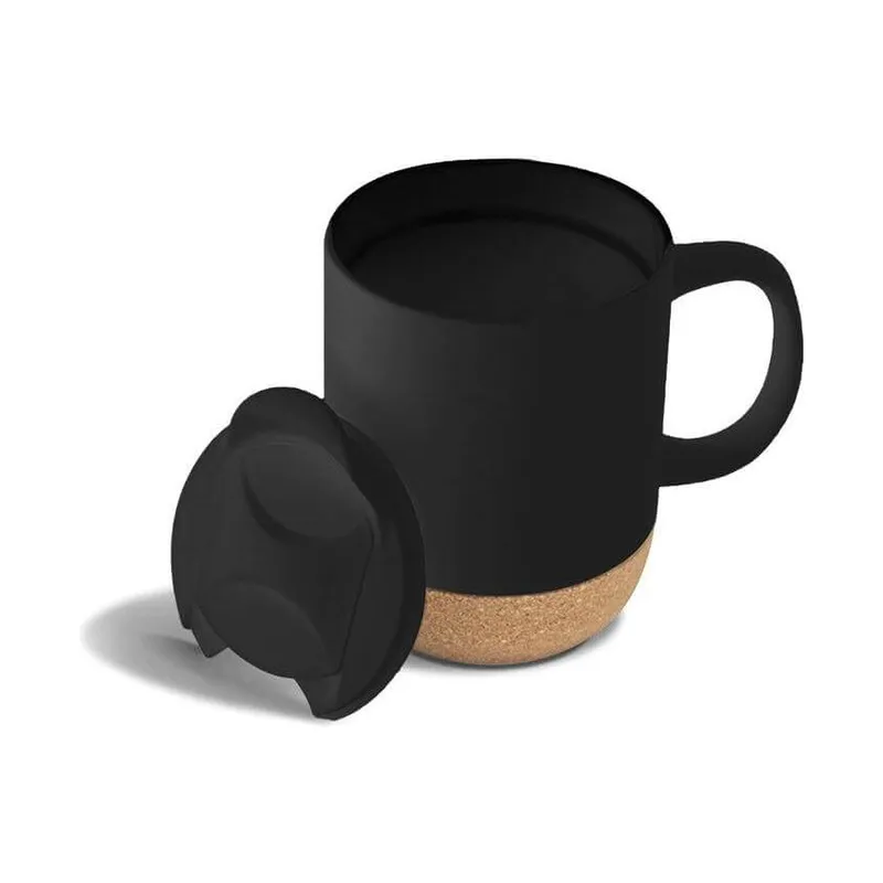 Ceramic mug with cork and a lid