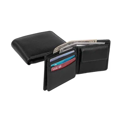 Slim antimicrobial leather wallet for men