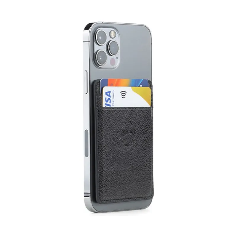 Magnetic phone card holder with NFC business card