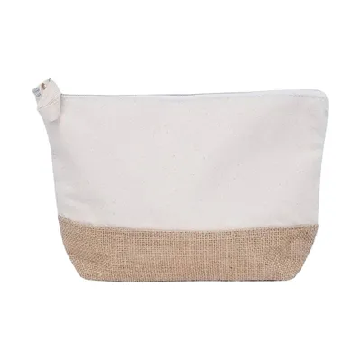 GRS certified recycled cotton and jute zip pouch