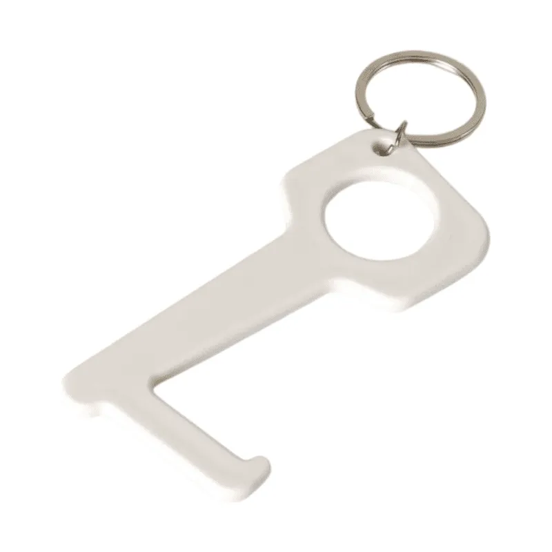 Antimicrobial keyring door opener tool