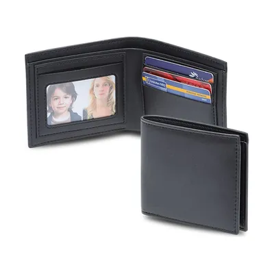 Men's compact bifold PU wallet