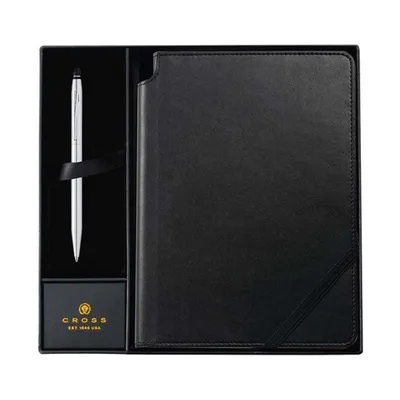 Cross chrome ballpoint and black journal set