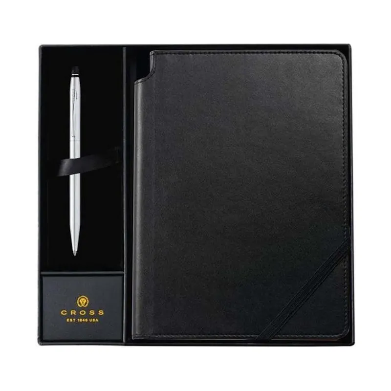 Cross chrome ballpoint and black journal set