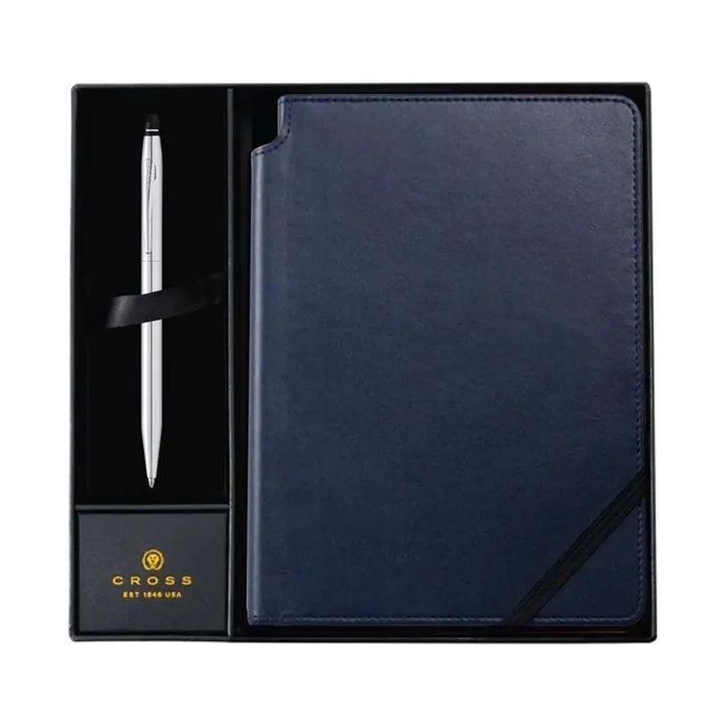 Cross chrome ballpoint and blue journal set