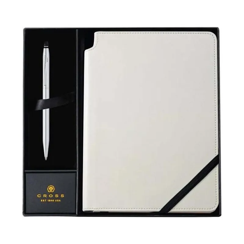 Cross chrome ballpoint and white journal set