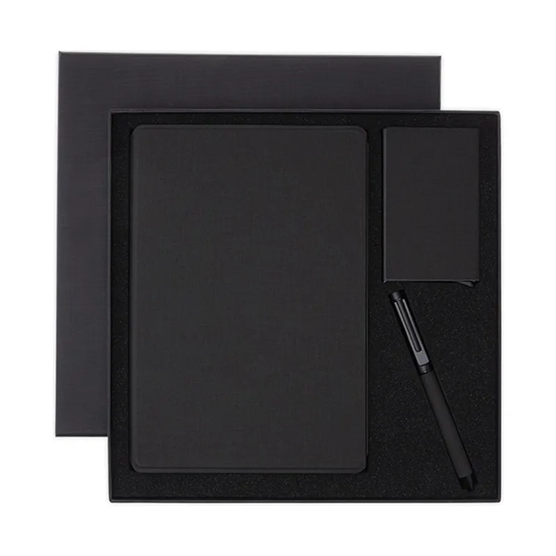 Refillable notebook, pen and card holder set