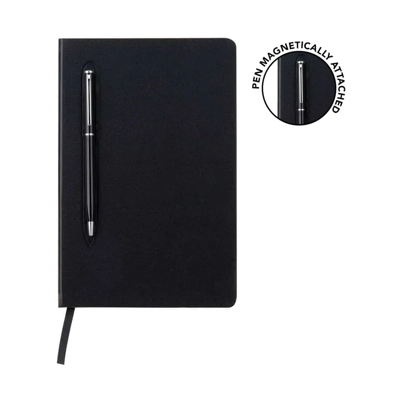 A5 hard cover notebook with a metal pen