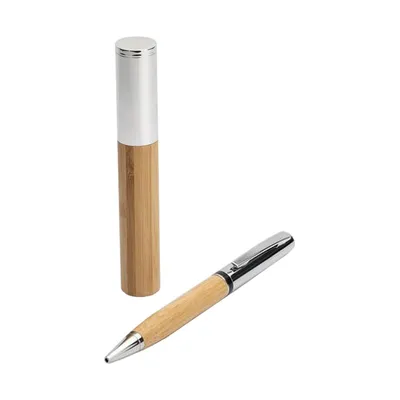 Bamboo barrel metal pen