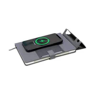 Notebook with 15 W charging and a phone stand