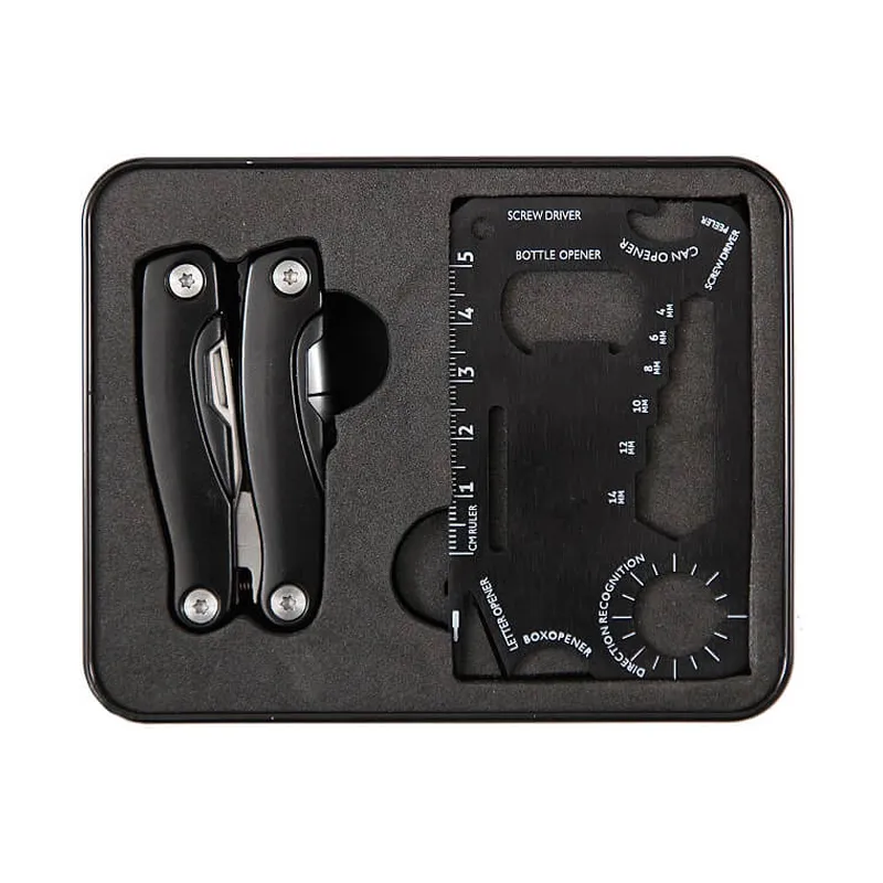 Multipurpose tool set in a flat case