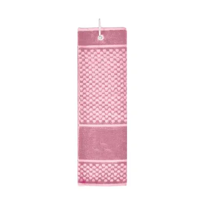 Pink golf towel for a tournament