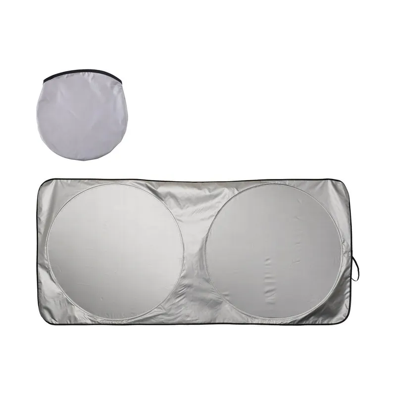 Polyester car sunshade, silver and black