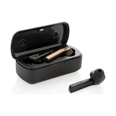 XD Design bamboo TWS earbuds with charging case