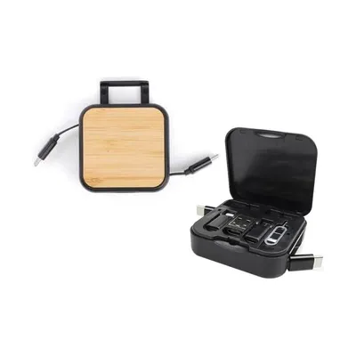 Charging cable card for a wallet