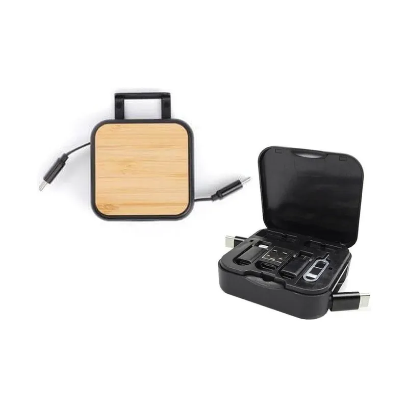 Charging cable card for a wallet