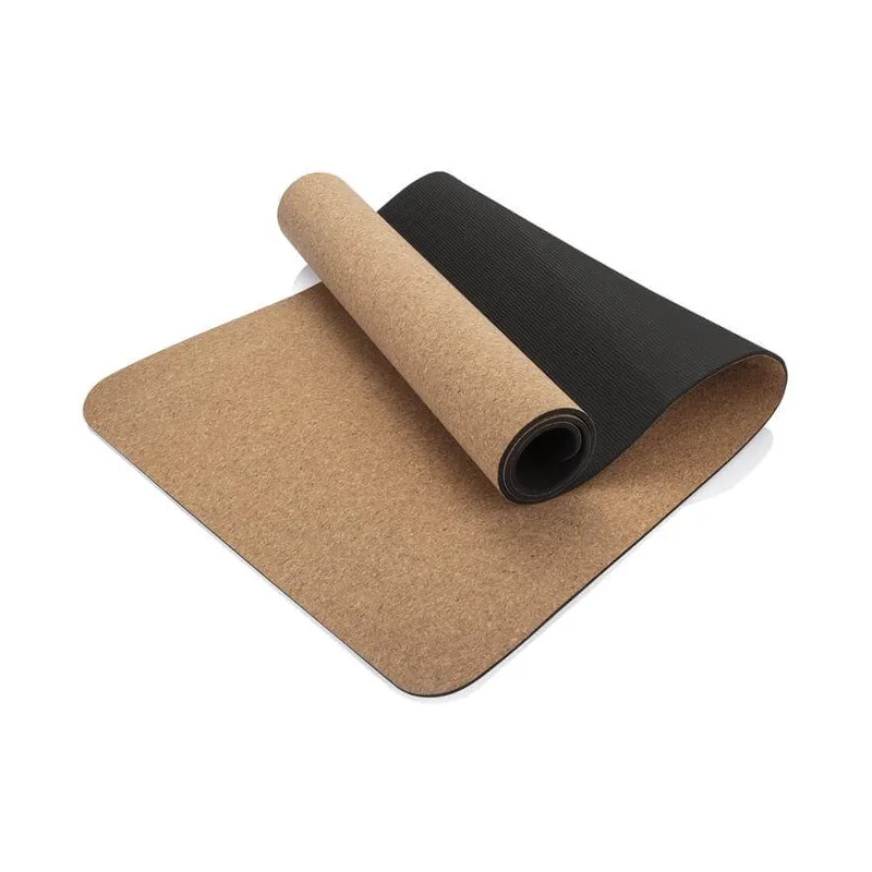 Cork yoga mat with a cushioned base