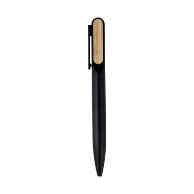 Twist metal pen with a bamboo clip