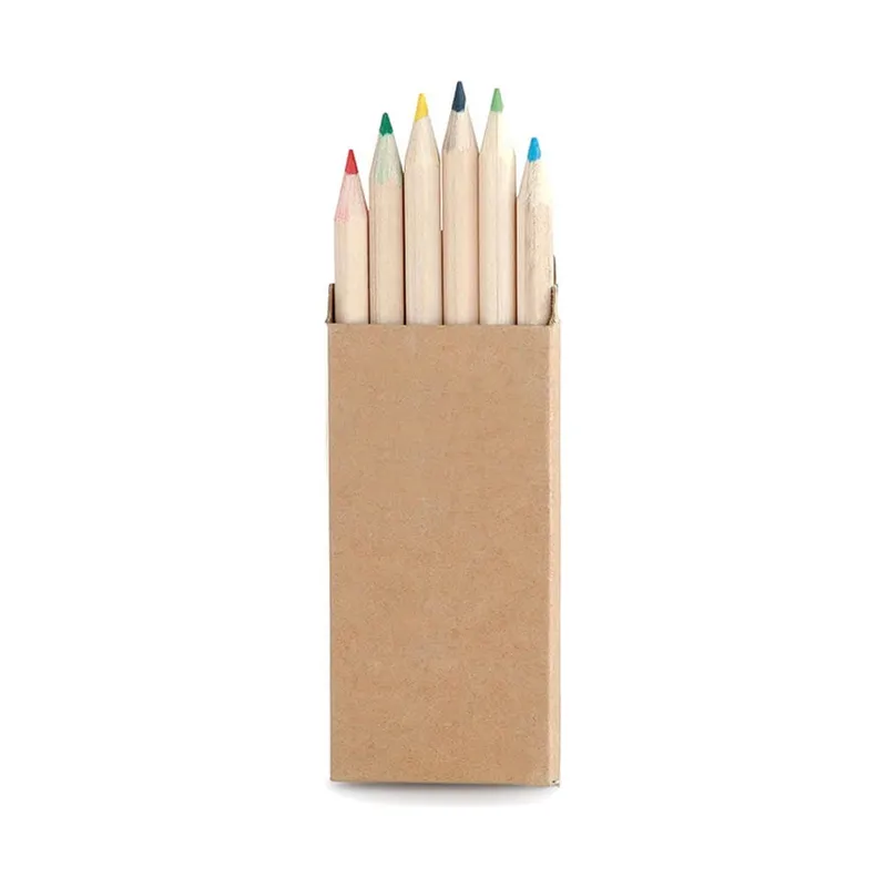 Six colour pencils in a natural cardboard box