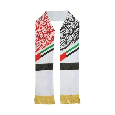 UAE Flag Polyester Scarf with Gold Tassel