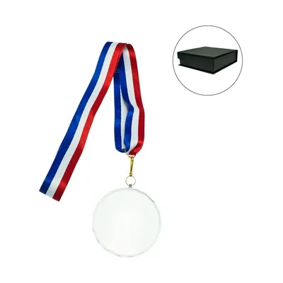 Glass Medals with Ribbon and Box