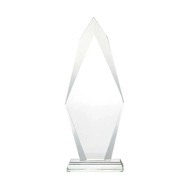 Flame Shaped Crystal Awards with Glass base & Box