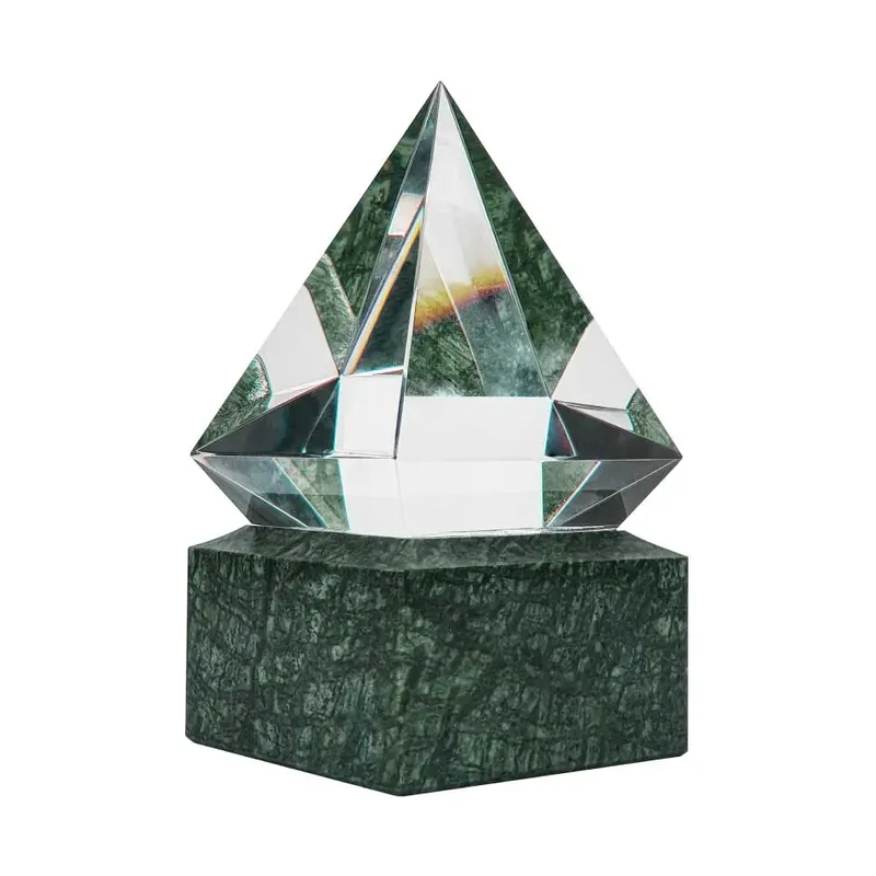 Diamond Shaped Crystal Awards with Marble Base