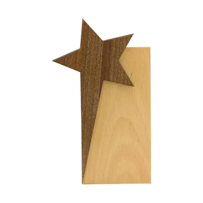 Star Design Wooden Trophy Award with Gift Box
