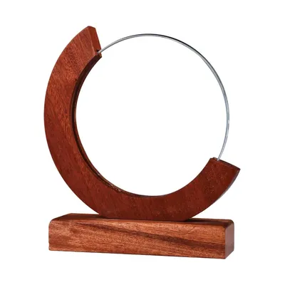 Round Moon Crystal Awards with Wooden Base