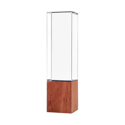 Cuboid Shaped Crystal Awards with Wooden Base
