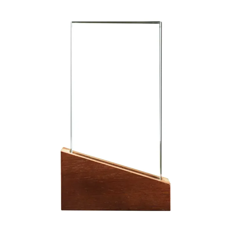 Crystal Awards with Wood Base in Black Hardboard Box