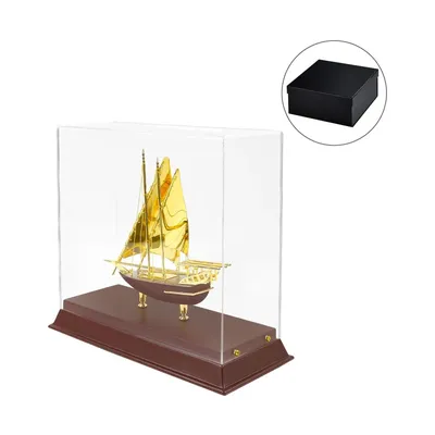 UAE Golden Dhow Memento in Wooden Base & Acrylic Case