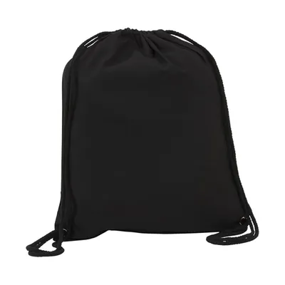 Cotton drawstring bag in black, 240 GSM