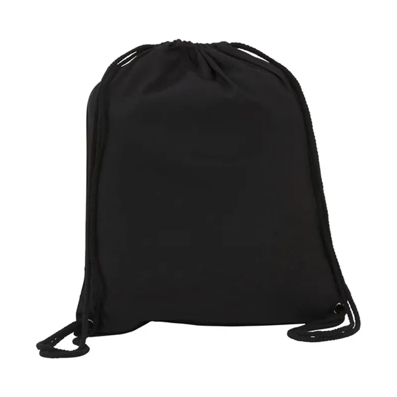 Cotton drawstring bag in black, 240 GSM