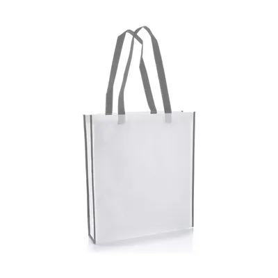 Non woven shopping bag in white and grey