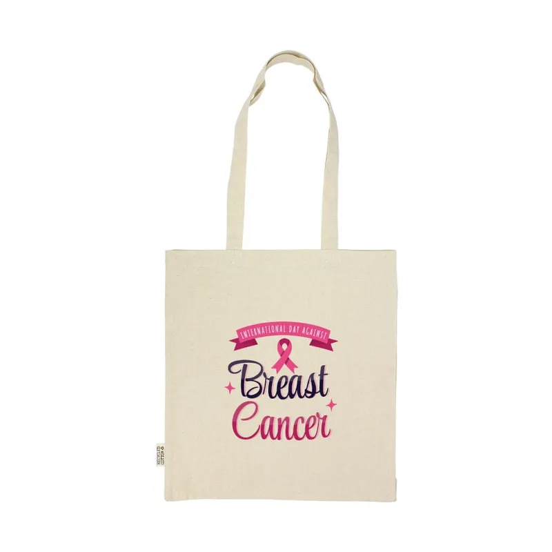 Recycled Cotton Bags with Breast Cancer Awareness Logo