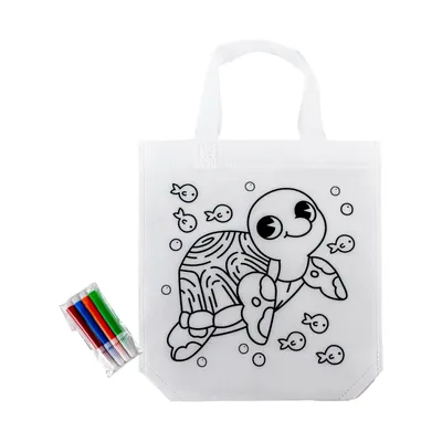Mini Non-woven Bags 100GSM, 4Color Markers & Imprinted Turtle Outline