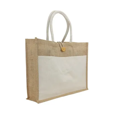 Jute Bags with Cotton Pocket and Handle