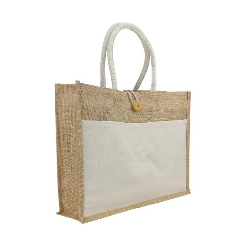 Jute Bags with Cotton Pocket and Handle