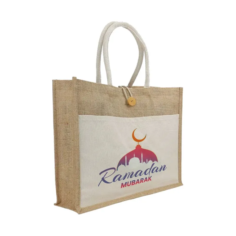 Jute Bags with Cotton Pocket and Handle - Ramadan Gifts