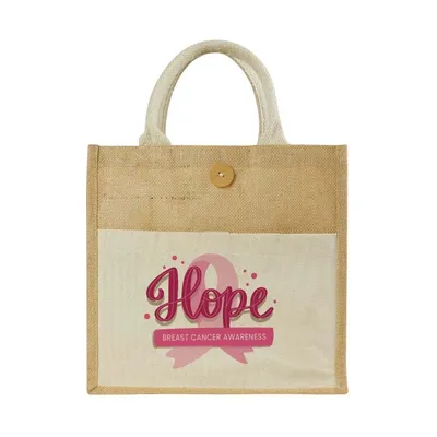 Eco-Friendly Jute Bags with Breast Cancer Awareness Logo